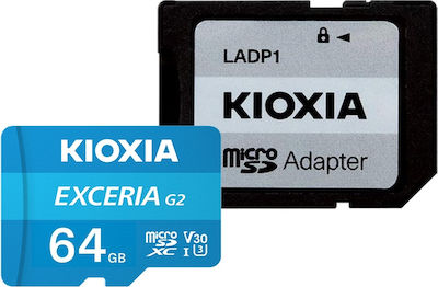 Kioxia Exceria G2 microSDXC 64GB Class 10 U3 V30 UHS-I με αντάπτορα