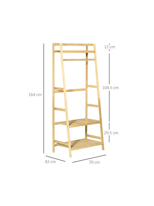 HomCom Κρεμάστρα Δαπέδου από Ξύλο Καφέ 70x42x164cm