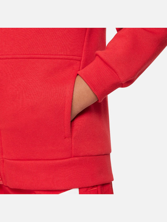 Athletic Kids Sweatshirt Cardigan Fleece with Hood Red