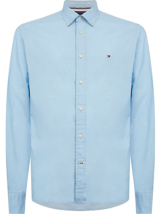 Long-sleeved Cotton Shirt Light Blue