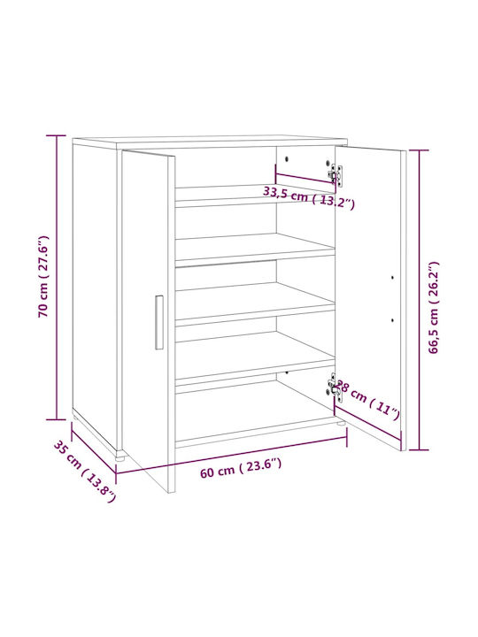 Дървен Обувна рафт 60x35x70см