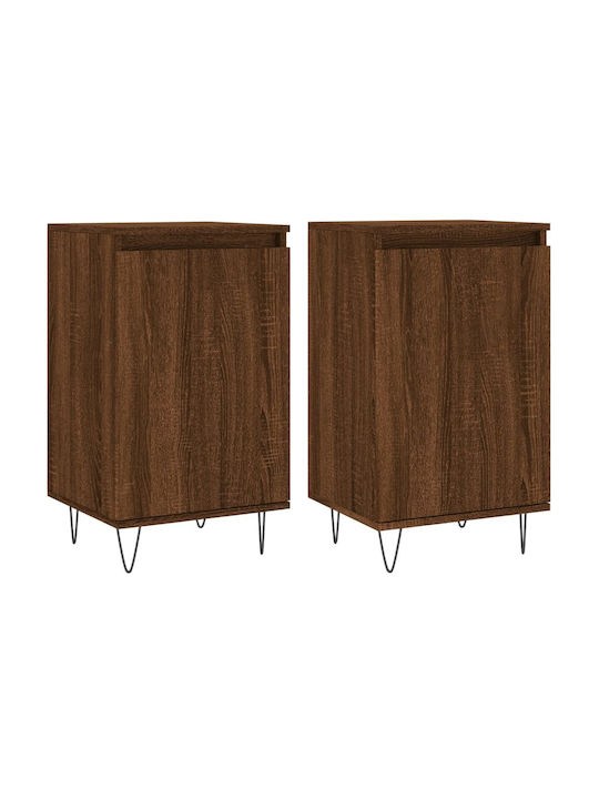 Sideboard Wood & Metal Brown Oak 40x35x70cm