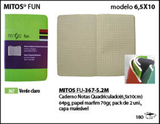 Set 2 Notebooks 64 Sheets Square Green