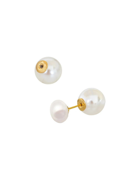 Margaritari Earrings made of Silver Gold Plated with Pearls