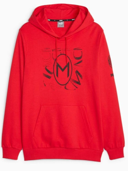 Graphic Sweatshirt with Hood Red