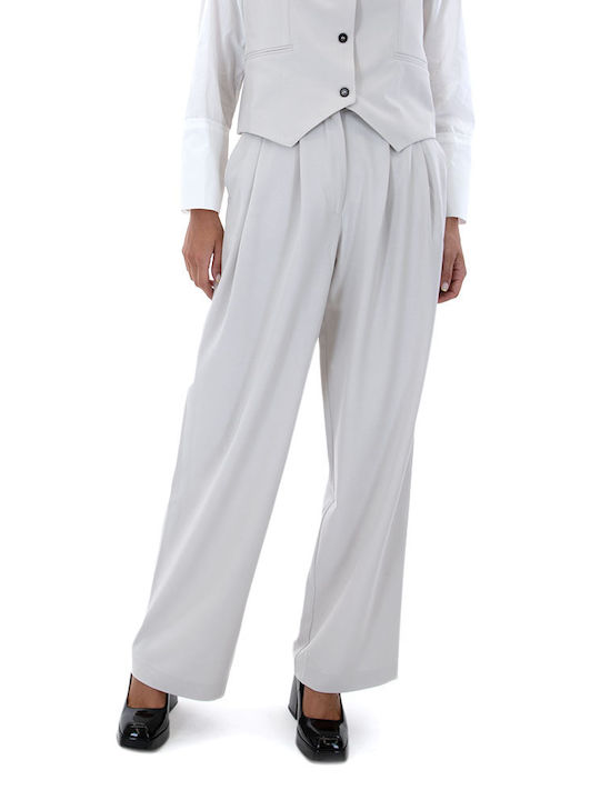 Black n Black Women's High-waisted Fabric Trousers Beige