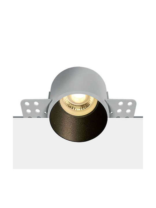 Zambelis Lights Round Metallic Recessed Spot with Socket GU10 Black 6x6cm. 1pcs