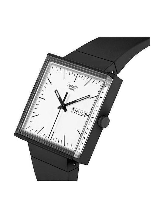 Swatch Swatch Γυναικείο Ρολόι 33.25mm Μπαταρίας με Μαύρο Καουτσούκ Λουράκι