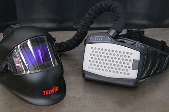 Telwin Air Pro Grandview Заваръчна Маска Зрително Поле 100x65мм с активен въздушен филтър Черен