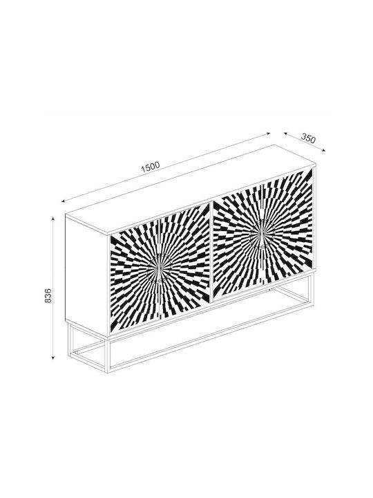 Μπουφές Gradel Ξύλινος Μαύρος 150x35x83.6cm