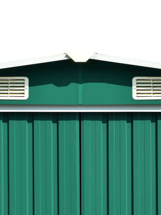 Metallisches Gartenhaus Grün mit Lüftungsschlitzen M2.57xB7.79xH1.81m