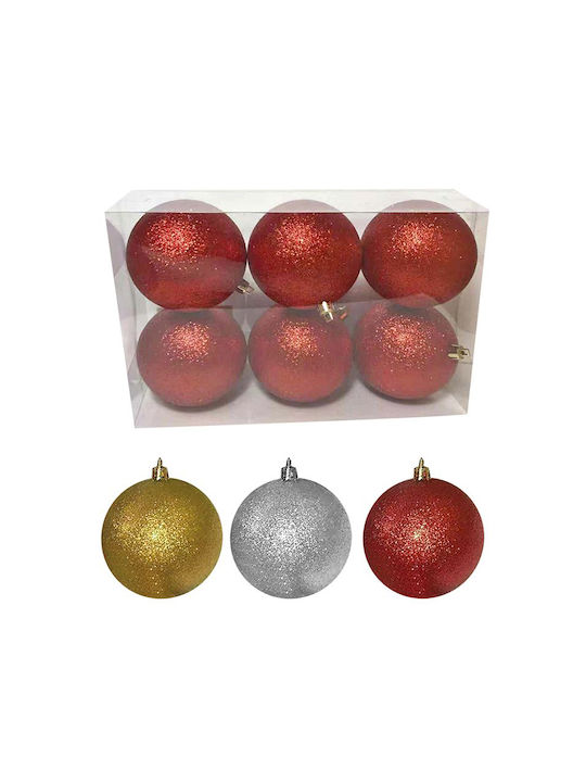 XMASfest Weihnachtshänger Kugel Ornament Plastik Rot mit Goldstaub 8cm