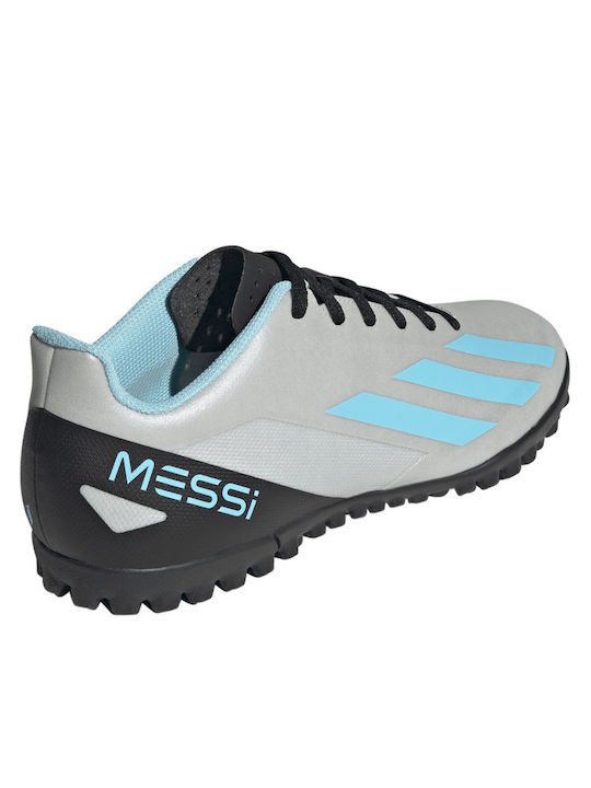 adidas X Crazyfast Messi.4 Футболни Обувки с Гумена Подметка Сребърен Металик / Блажено Синьо / Черно Ядро