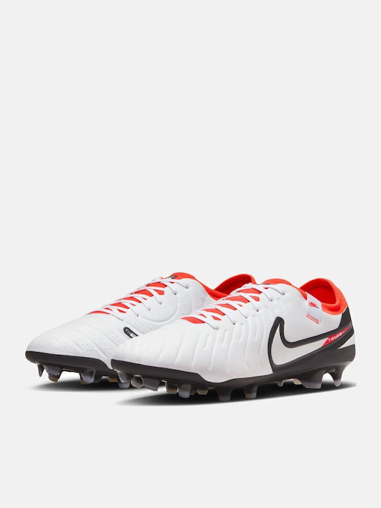 Nike Tiempo Legend 10 Pro Football Shoes with Cleats White / Bright Crimson / Black