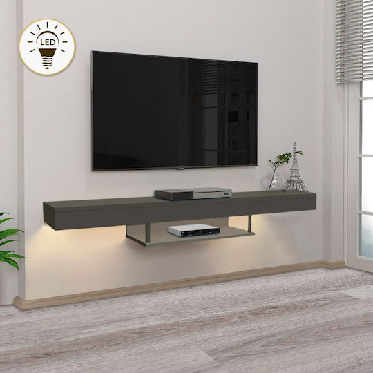 TV Stand Albares with LED Lighting Gray L150xD29.6xH22cm