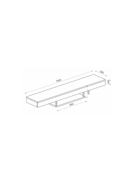 TV Stand Albares with LED Lighting Brown L150xW29.6xH22cm