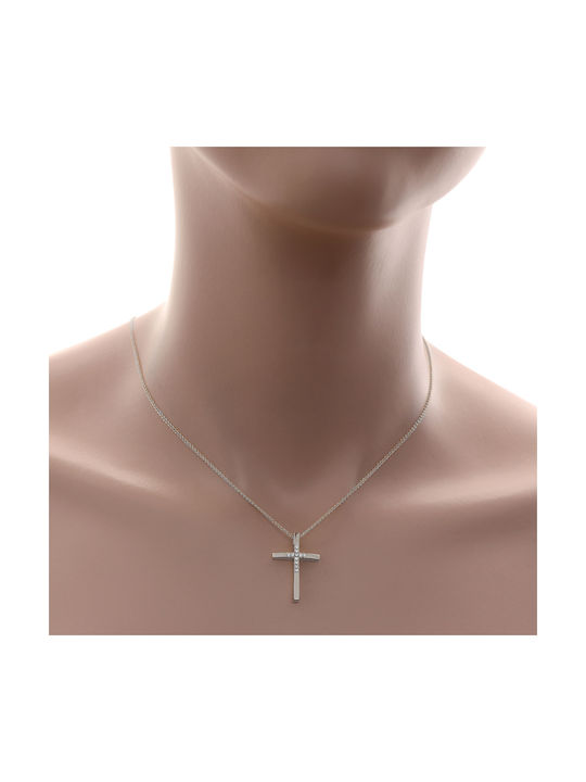 Damen Weißgold Kreuz 14K