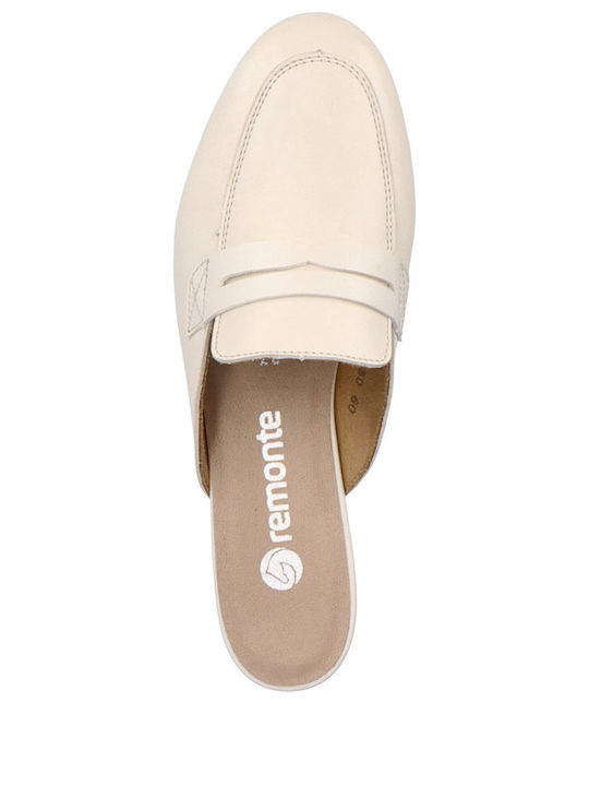 Flat Δερμάτινα Mules σε Μπεζ Χρώμα