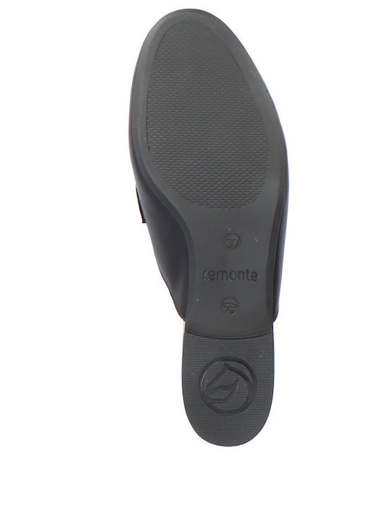 Flat Leather Mules in Black Color