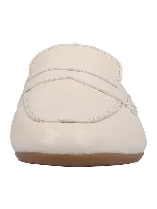Flat Δερμάτινα Mules σε Μπεζ Χρώμα