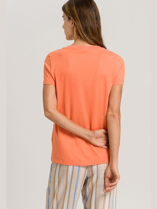 Hanro Γυναικείο T-shirt με V Λαιμόκοψη Πορτοκαλί