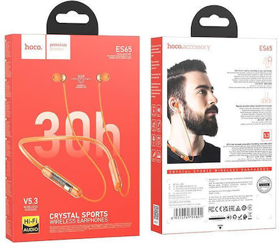 Hoco ES65 Crystal Sports In-ear Bluetooth Handsfree Ακουστικά Πορτοκαλί