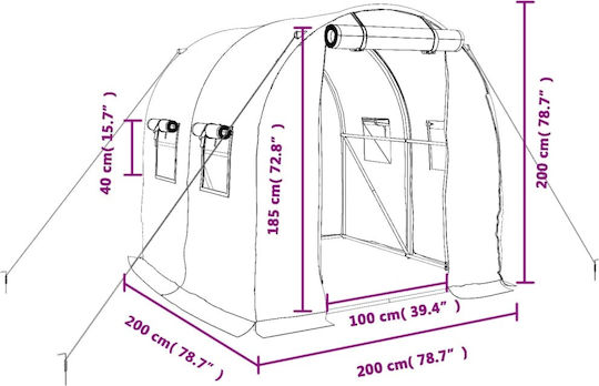vidaXL 364075 Greenhouse Tunnel with Metal Frame 2x2x2m