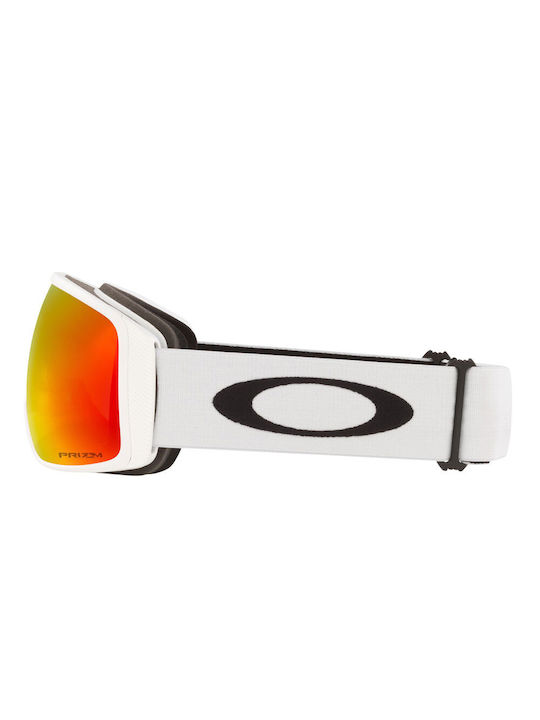 Oakley Flight Tracker Mască de Schi și Snowboard pentru Adulți Albă cu Lentilă Oglindă Roșie