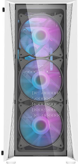 Darkflash DK352 Plus Gaming Midi-Turm Computergehäuse mit Seitenfenster und RGB-Beleuchtung Black / White