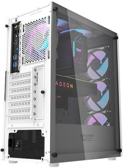 Darkflash DK352 Plus Gaming Midi-Turm Computergehäuse mit Seitenfenster und RGB-Beleuchtung Black / White