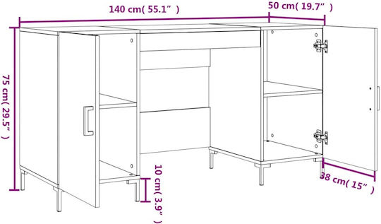 Γραφείο Ξύλινο Λευκό 140x50x75εκ.