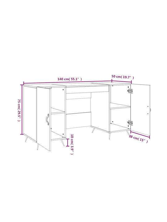 Schreibtisch Holz Gray 140x50x75cm
