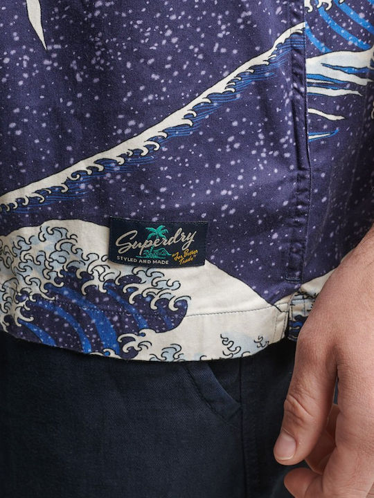 HAWAIIAN Short-sleeved Shirt Navy Blue