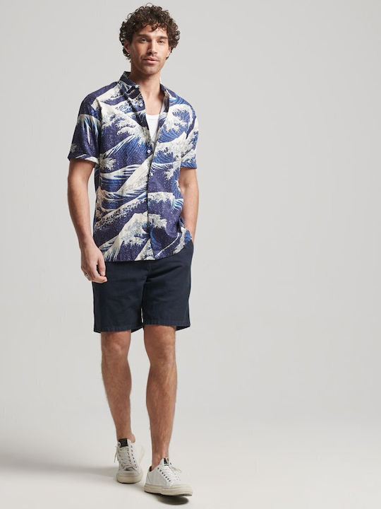 HAWAIIAN Short-sleeved Shirt Navy Blue