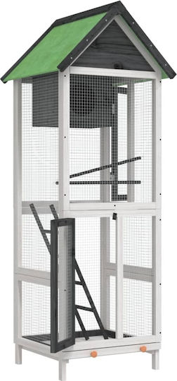 vidaXL Дървена Клетка За Птици 60x58.5x160см Сив