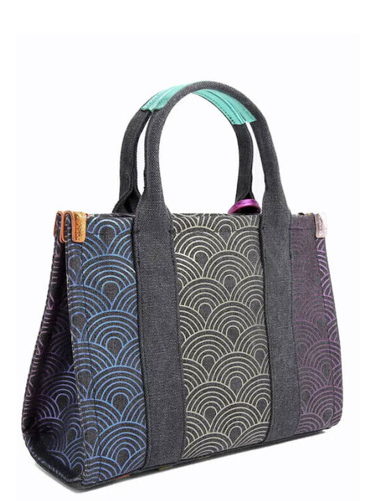 Υφασμάτινη Γυναικεία Τσάντα Tote Χειρός Μαύρη