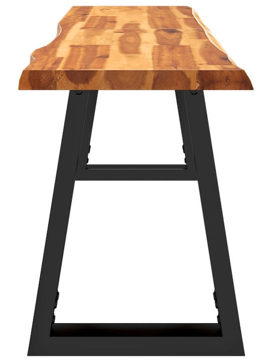 Dining Room Bench with Wooden Surface Brown 140x35x45cm