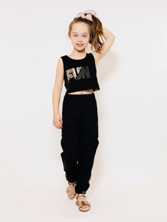 New College Kids Set with Pants Summer 2pcs Black