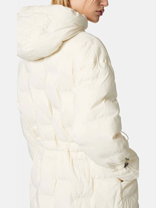 Women's Short Puffer Jacket for Winter Beige
