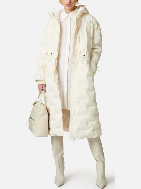 Women's Short Puffer Jacket for Winter Beige