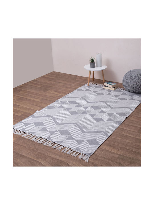 Viopros Ρέτζι Rug Rectangular with Fringes Grey