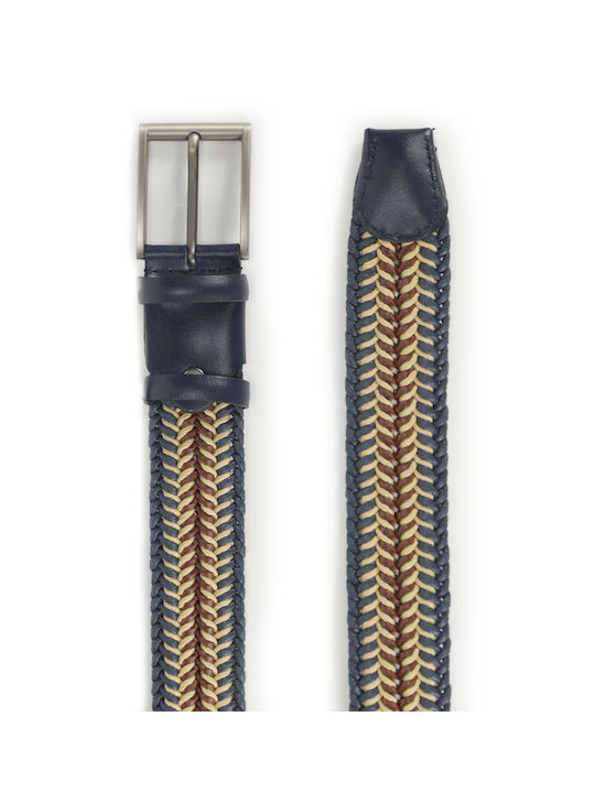 Gad Men's Knitted Leather Elastic Belt Beige