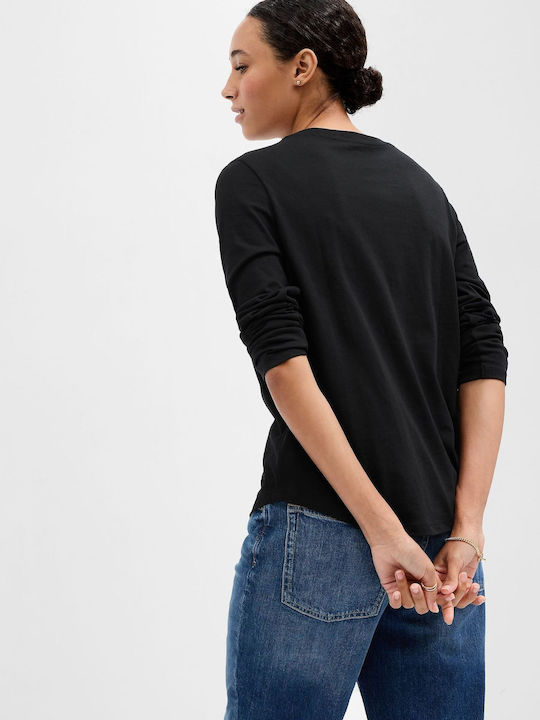 GAP Women's Summer Blouse with 3/4 Sleeve Black