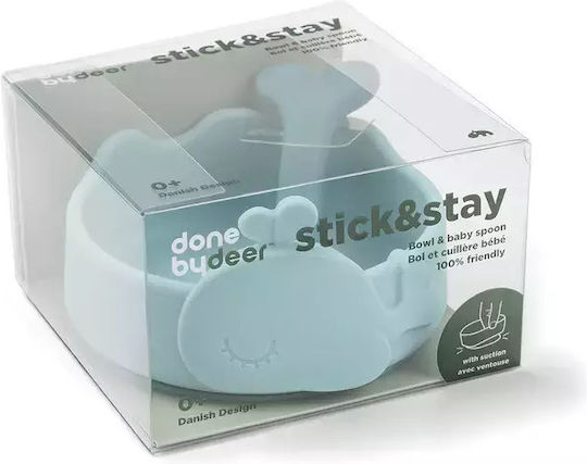 Done by Deer Feeding Set Wally Bowl made of Silicone Light Blue 2pcs