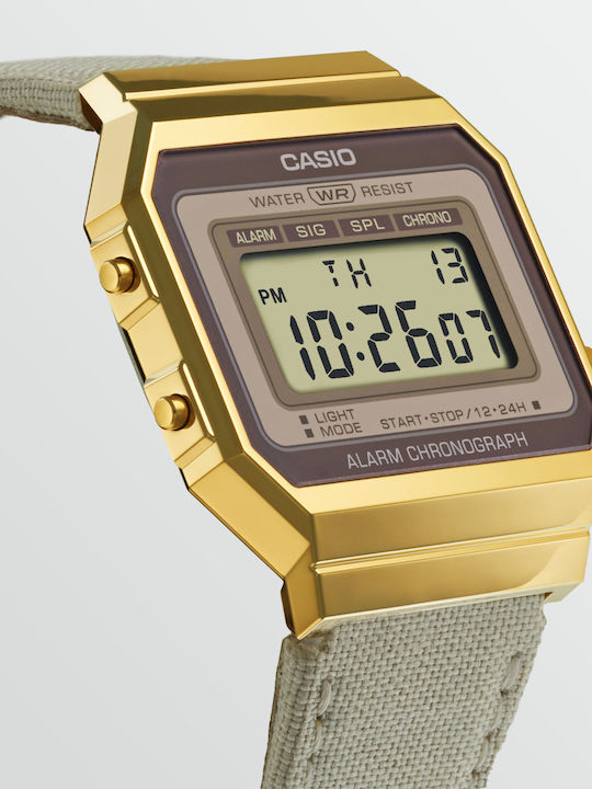 Casio Ceas De Bărbați Cu Baterie Cu Cureaua Textilă Bej
