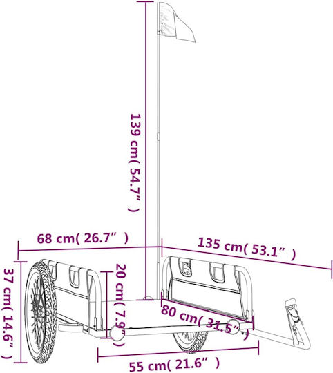 Vidaxl Bicycle Trailer Black Oxford Fabric Iron
