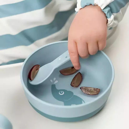 Done by Deer Baby Food Bowl Happy Clouds Elphee made of Plastic Light Blue