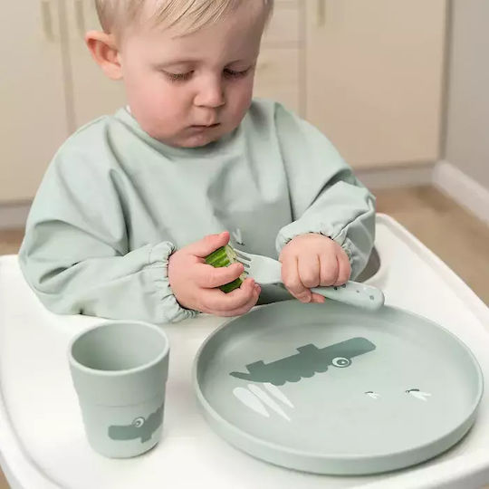 Done by Deer Baby Food Plate Happy Clouds made of Plastic Green