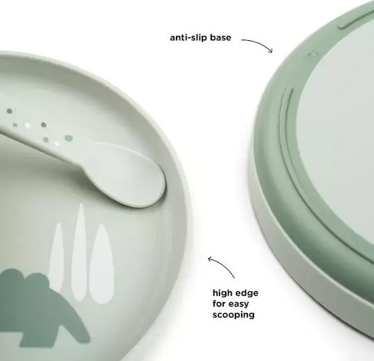 Done by Deer Baby Food Plate Happy Clouds made of Plastic Green