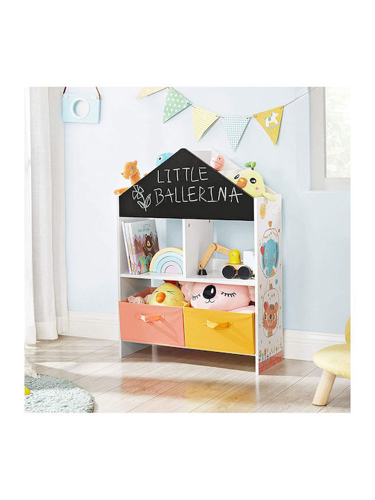 Kids Wooden Bookcase White 65x26.5x90cm